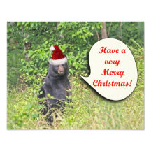 Ours de Père Noël vous souhaitant un Joyeux Noël Tirage Photo