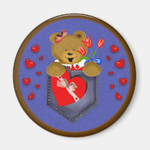 Ours de poche, amour de Valentines Aimants Pour Réfrigérateur