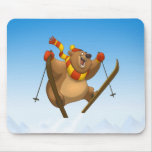 Ours de ski Mousepad Tapis De Souris