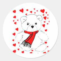 Ours et coeurs de nounours blancs adhésifs
