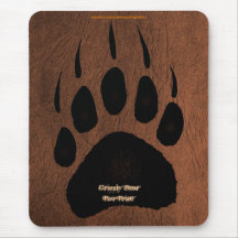 Ours gris Pawprint sur le cuir Mousepad de Faux Tapis De Souris