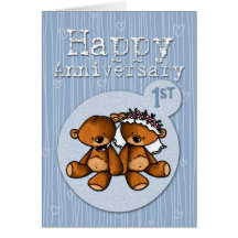 ours heureux d'anniversaire - 1 an cartes de vœux