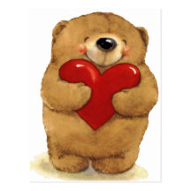 Ours heureux de coeur cartes postales