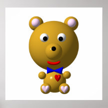 Ours mignon avec le bowtie et le coeur ! affiches