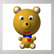 Ours mignon avec le bowtie et le coeur ! poster
