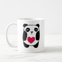 Ours panda avec une tasse de coeur