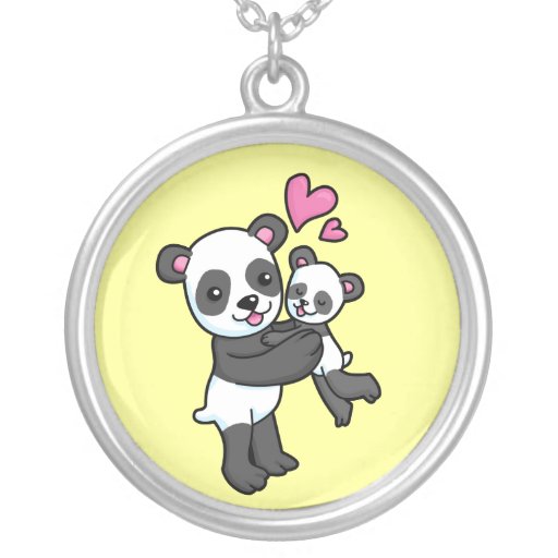 Ours panda étreignant l'ours de bébé bijouterie fantaisie
