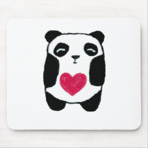 ours panda mignon avec un mousepad de coeur tapis de souris