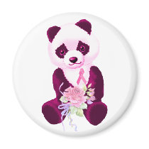 Ours panda rose de ruban magnets
