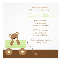 Ours vert cartons d'invitation