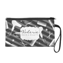 Outils gris et blancs de salon de coiffure pochette avec dragonne
