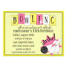 PA totalement rétro d'anniversaire de bowling de j Faire-parts