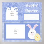 Page bleue d'album à lapin de Pâques Posters