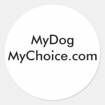 page d'autocollant de MyDogMyChoice.com