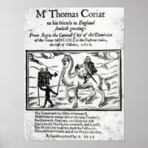 Page titre, travles de Thomas Coryat en Inde Affiche