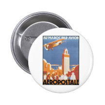Pair Avion de Maroc d'Au d'Aeropostale Badge Avec Épingle
