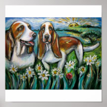 Paires lunatiques de basset affiche