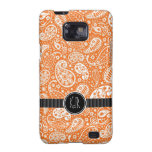 Paisley blanc assez orange avec vos initiales coques galaxy SII