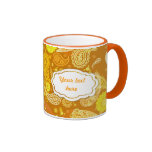 Paisley ensoleillé jaune-orange personnalisable mug