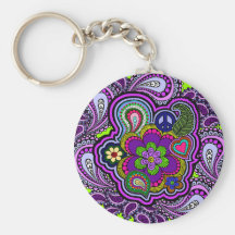Paisley pourpre psychédélique porte-clef