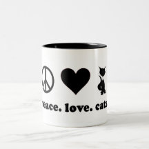 Paix. Amour. Chats Tasse
