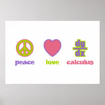 Paix, amour et copies et affiches de calcul