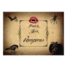 Paix, amour, et partie de Halloween de vampires Invitation Personnalisée