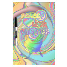 Paix, amour, et poulets tableaux blancs  effaçables à sec