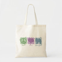 Paix, amour, et Samoyeds en pastel Sacs En Toile