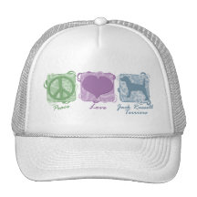 Paix, amour, et terriers en pastel de Jack Russell Casquettes De Camionneur