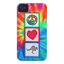 Paix, amour, kangourous coques Case-Mate iPhone 4