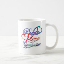 Paix, amour, tasse de gymnastique