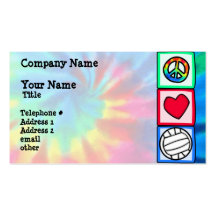 Paix, amour, volleyball modèle de carte de visite
