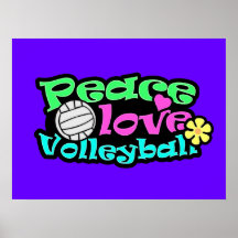 Paix, amour, volleyball ; Rétro Poster