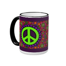 Paix avec la tasse des fleurs 2