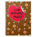 Paix d'amour et coeur de couture de bonheur carnets à spirale