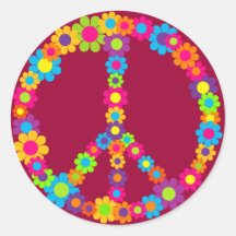 Paix de flower power autocollants