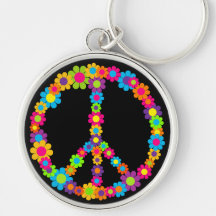 Paix de flower power porte-clé
