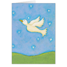 Paix et amour - art d'amusement de coeurs d'oiseau cartes de vœux