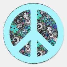 Paix II | de flower power cyan Autocollants