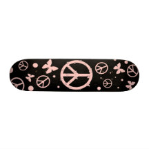 Paix rose et papillons skateboards customisés