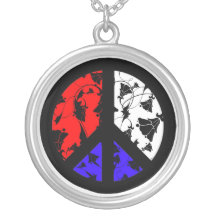 Paix rouge, blanche et bleue colliers personnalisés