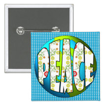 Paix sur des fleurs de w/Earth Badges Avec Agrafe