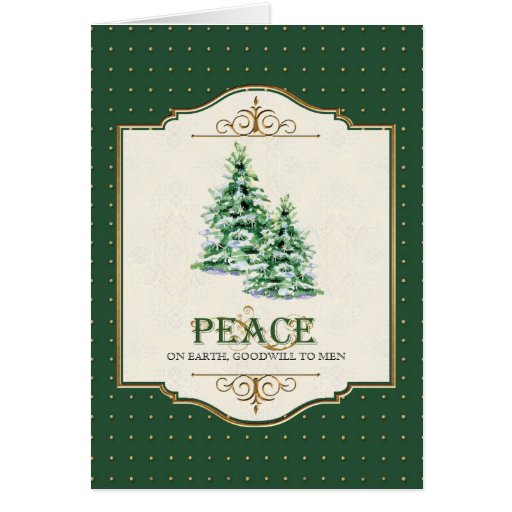 Paix sur la salutation chrétienne d'arbre de Noël  Carte De Vœux