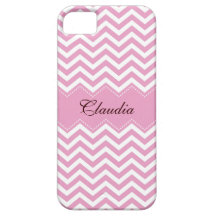 Pâle personnalisé - cas rose de motif de chevron coques iPhone 5