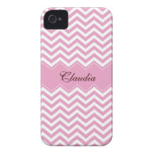 Pâle personnalisé - cas rose de motif de chevron étuis iPhone 4