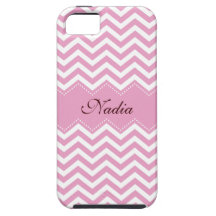 Pâle personnalisé - cas rose de motif de chevron coque iPhone 5