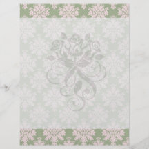 pâle - rose sur le motif fleuri de damassé de vert tract personnalisé