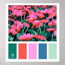 Palette de couleurs rose de fleur posters