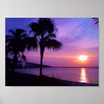 Palm Trees and Ocean Waves Posters